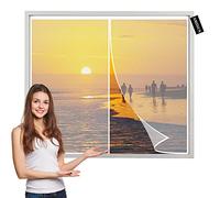 Magnetic Fly Insect Screen Window White 60x95cm Magnetic Top to Bottom Seal Snaps Shuts Automatically-Easy to Install for Keep Fresh Air in and Anti Mosquito