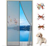 Magnetic Fly Net for Doors 145x200cm No Drilling, Magnets from Top to Bottom Ultra Seal Magnets Close Automatically, Super Strong Fly Mesh, Gray Customizable