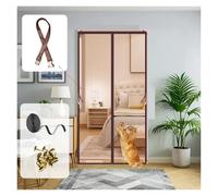 Magnetic Fly Screen 1 Piece of Summer Magnetic Curtain with Storage Strap for of Self-Adhesive Brown Polyester Fabric for Keep Bugs Out(80x210cm)