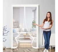 Magnetic Fly Screen 100 x 110 cm Automatically Closes, Keep Bugs Out, Without Drilling, Easy to Install, Fly Screens Door Nets Patio for Patio Door/Balcony, White