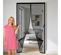 Magnetic Fly Screen 101 x 220 cm with Powerful Magnets and Full Frame Magic Tape Net Curtains for Insects Bugs Keeping Out Flies Bug for Living Room, Bedroom, Patio, Black