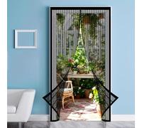 Magnetic Fly Screen 126 x 205 cm Mosquito Door Screen No Drilling Required Powerful Magnets for Balcony, Terrace, Cellar, Bedroom and Sliding Doors, Black