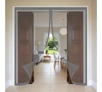 Magnetic Fly Screen 141 x 370 cm Self-Sealing Mesh, Automatically Closes, Hands Free, Keeps Bugs Out, No Drill Installation Door Fly Screen for Living Room, Bedroom, Patio, Grey