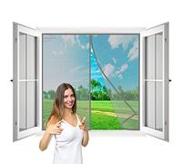 Magnetic Fly Screen, 150x165 cm Mesh Curtain with Full Frame Hook and Loop, Powerful Magnets, Snap Shut Automatically for Patio, Sliding, Large Window, Fits Window up to- Gray H