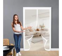 Magnetic Fly Screen 156 x 122 cm Automatically Closes, Keep Bugs Out, Without Drilling, Easy to Install, Magnetic Mosquito Net for Door for Patio Door/Balcony, White