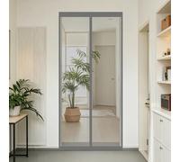 Magnetic Fly Screen 160 x 135 cm Self-Sealing Mesh, Automatically Closes, Hands Free, Keeps Bugs Out, No Drill Installation Door Fly Screen for Living Room, Bedroom, Patio, Grey