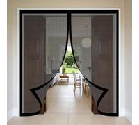 Magnetic Fly Screen 177 x 220 cm Self-Sealing Mesh, Automatically Closes, Hands Free, Keeps Bugs Out, No Drill Installation Door Fly Screen for Living Room, Bedroom, Patio, Black
