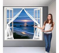 Magnetic Fly Screen 230 x 214 cm Anti Mosquito, Keep Fresh Air in, Portable, Foldable, Custom Sizes, Magnetic Fly Screen Window for Patio Door/Balcony Door, White