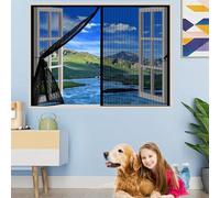 Magnetic Fly Screen 54 x 110 cm Automatically Closes, Keep Bugs Out, Without Drilling, Easy to Install, Curtains Screen Mesh for Double Door/French Doors, Black