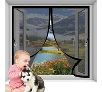 Magnetic Fly Screen 59 x 108 cm Durable Material, Automatic Closure, No Drilling Required Magnetic Window Screen Insect Mesh Customizable for Keeping Out Flies & Bug, Black