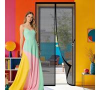 Magnetic Fly Screen 64 x 192 cm Powerful Magnets that Snap Shut Automatically Fly Screen Door with Magnets Keeping Out Flies Bug Suitable for Patio Room Balcony Bedroom, Black