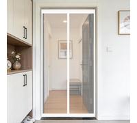 Magnetic Fly Screen 66 x 90 cm Keeps Bugs Out, Lets Fresh Air in, No Gap, Snap Shut Automatically, Hands Free Magnetic Door Screen for Living Room, Bedroom, Patio, White