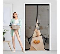 Magnetic Fly Screen 70 x 95 cm Anti Mosquito, Keep Fresh Air in, Portable, Foldable, Custom Sizes, Door Fly Mesh Net for Double Door/French Doors, Black