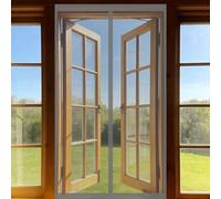 Magnetic Fly Screen 72 x 105 cm Self-Sealing Mesh, Automatically Closes, Hands Free, Keeps Bugs Out, No Drill Installation Door Fly Screen for Patio Doors Balcony Bedroom, Grey