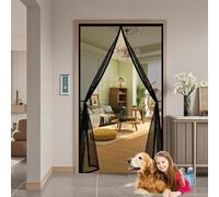 Magnetic Fly Screen 86 x 235 cm Anti Mosquito, Keep Fresh Air in, Portable, Foldable, Custom Sizes, Magnetic Fly Screen Mesh Doors for Double Door/French Doors, Black
