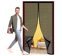 Magnetic Fly Screen 90 x 188 cm Heavy Duty Bug Mesh Curtain Easy Installation Without Drilling Self Sealing, Hands Free for Balcony Living Room, Black