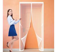 Magnetic Fly Screen 91 x 218 cm with Full Length Magnets No Gap Auto Closes Magnetic Fly Screen for Doors Keeps Bugs Out Suitable for Patio Room Balcony Bedroom, White