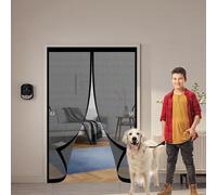 Magnetic Fly Screen 99 x 160 cm Automatically Closes, Keep Bugs Out, Without Drilling, Easy to Install, Fly Door Screen Mesh for Double Door/French Doors, Black