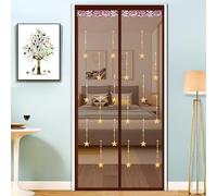 Magnetic Fly Screen Balcony Door, Heavy Duty mesh curtain for door, Automatic Closing Magnet screen door Easy to Install Without Drilling,（Star - Brown）(120x210cm(WxH))
