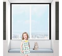 Magnetic Fly Screen Curtain 112 x 70 cm Anti Mosquito, Hands Free, Self Sealing Mosquito Door Net No Gap, Easy to Install Without Drilling for Window, Patio Doors, White