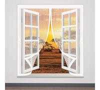 Magnetic Fly Screen Curtain 114 x 100 cm with Powerful Magnets & Full Frame Magic Tape, Keep Bugs Out & Lets Fresh Air in Mesh Screen Curtain for All Types of Windows, White