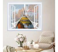 Magnetic Fly Screen Curtain 141 x 131 cm with Powerful Magnets & Full Frame Magic Tape, Keep Bugs Out & Lets Fresh Air in Fly Nets for Curtain for All Types of Windows, White