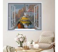 Magnetic Fly Screen Curtain 149 x 130 cm with Powerful Magnets & Full Frame Magic Tape, Keep Bugs Out & Lets Fresh Air in Fly Nets for Curtain for All Types of Windows, Grey