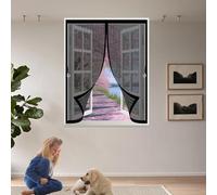 Magnetic Fly Screen Curtain 152 x 144 cm with Powerful Magnets & Full Frame Magic Tape, Keep Bugs Out & Lets Fresh Air in Screen Mesh Curtain for All Types of Windows, Black