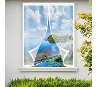 Magnetic Fly Screen Curtain 188 x 190 cm with Powerful Magnets & Full Frame Magic Tape, Keep Bugs Out & Lets Fresh Air in Mosquito Proof Curtains for All Types of Windows, White