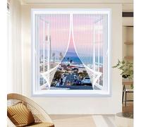 Magnetic Fly Screen Curtain 220 x 180 cm with Powerful Magnets & Full Frame Magic Tape, Keep Bugs Out & Lets Fresh Air in Mesh Screen Curtain for All Types of Windows, White