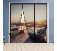 Magnetic Fly Screen Curtain 285x180cmInsect Protection Mosquito Net for Summer Auto Close Black Easy Install Durable Window Screen for Home & Patio