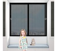 Magnetic Fly Screen Curtain 54 x 175 cm Hundreds of Sizes, Automatically Closes Mosquito Net for Windows with Powerful Magnets, Magic Tape, Loop for Window, Sliding Doors, Black