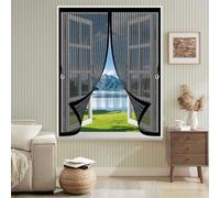 Magnetic Fly Screen Curtain 56 x 56 cm with Powerful Magnets & Full Frame Magic Tape No Gap, Lets Fresh Air in, Keep Bugs Out Mesh Screen Curtain for All Types of Windows, Black