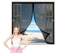 Magnetic Fly Screen Curtain 58 x 85 cm Magnet Silent, Anti Mosquito Durable Mesh Curtains with Powerful Magnets, Magic Tape, Loop for Window, Sliding Doors, Black