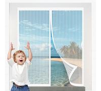 Magnetic Fly Screen Curtain Door 56 x 95 cm Anti Mosquito, Hands Free, Self Sealing Cat Screen Door Keep Bugs Out, Lets Fresh Air in for Window, Bedroom, White
