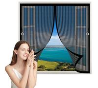 Magnetic Fly Screen Curtain Door 64 x 110 cm Hundreds of Sizes, Automatically Closes Heavy Duty Door Screen with Powerful Magnets, Magic Tape, Loop for Window, Patio Doors, Black