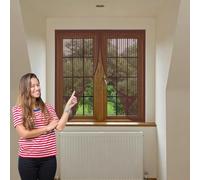 Magnetic Fly Screen Door 100 x 106 cm Keep Pets Indoor, Allow Fresh Air Flow, Hands-Free Magnetic Fly Screens with Powerful Magnets for Balcony, Terrace, Cellar, Brown