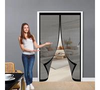 Magnetic Fly Screen Door 100 x 110 cm Anti Mosquito, Keep Fresh Air in, Portable, Foldable, Custom Sizes, Magnetic Door Screen Mesh for Double/French Doors, Black