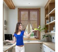 Magnetic Fly Screen Door 100 x 140 cm Keep Pets Indoor, Allow Fresh Air Flow, Hands-Free Mesh Bug Curtain No-Drill Easy Installation for Living Room, Bedroom, Patio, Brown