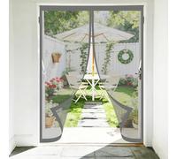 Magnetic Fly Screen Door 100 x 180 cm Frame Hook & Loop Keep Bugs Out Lets Fresh Air in No Gap Mosquito Net for Patio Doors Balcony Sliding Door, Grey