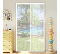 Magnetic Fly Screen Door 100 x 180 cm Heavy Duty Fly Screens for Doors No Drill Installation for Keeping Out Flies & Bug, White
