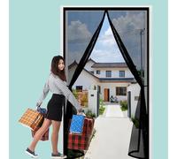 Magnetic Fly Screen Door 100 x 190 cm Powerful Magnets Heavy Duty Self-Sealing Mesh Flyscreen French Doors Easy to Install Without Drilling for Balcony Patio Bedroom, Black