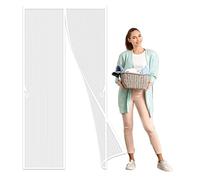 Magnetic Fly Screen Door 100 x 200 cm, Magnetic Door Mesh, Magnetic Patio Door Screen, Heavy Duty Magnets for Balconies, patios, and terraces, White