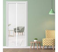 Magnetic Fly Screen Door, 100x205cm, White Magnet Mesh Curtains with Full Frame Magic Tape, Top-to-Bottom Seal Automatically, Mesh Screen Door for Porch and Balcony