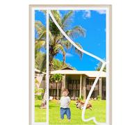 Magnetic Fly Screen Door 100x235cm Left Right Side Opening Heavy Duty Mesh Curtain with Magnets Full Frame Magic Tape Without Drilling Top to Bottom Seal Automatically White