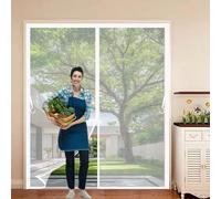 Magnetic Fly Screen Door 101 x 188 cm Frame Hook & Loop, Powerful Magnets Fly Screens for Doors Lets Fresh Air, Easy to Install for Living Garage Doors, White