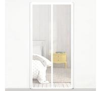 Magnetic Fly Screen Door 101 x 196 cm Without Drilling, with Strong Magnets and Magic Band, Automatically Closes, Keep Insects Patio Insect Door Screen for Bedroom, White