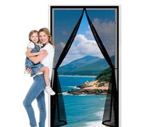 Magnetic Fly Screen Door 102 x 185 cm No Gap, Keep Bugs Out & Lets Fresh Air in Anti Mosquito Mesh Fly Curtain Easy to Install Without Drilling for Balcony Patio Bedroom, Black