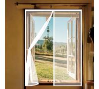 Magnetic Fly Screen Door 102 x 200 cm with Reinforced Magnetic Strips Auto-Close, No Tools Installation, Keep Insects, Screenfly Doors for Sliding Patio Keep, White
