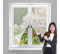Magnetic Fly Screen Door 104 x 152 cm Keep Pets Indoor, Allow Fresh Air Flow, Hands-Free Fly Insect Screen Door No-Drill Easy Installation for Living Room, Bedroom, Patio, White